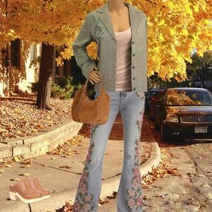 Vintage Embroidered Suede Leather Jacket NWT